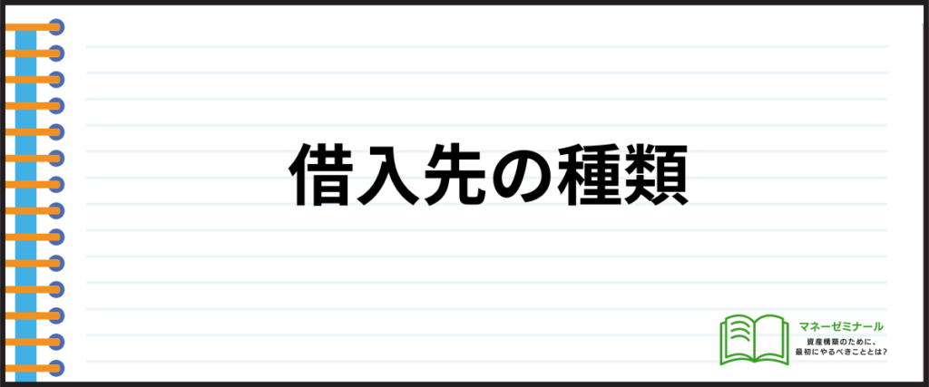 おまとめローン_おすすめ_借入先の種類